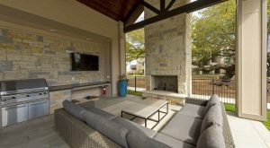 Apartments in Spring Apartments with an outdoor living area featuring a fireplace and grill in Spring, TX. Savannah Oaks Apartments in Spring 21000 Gosling Road Spring, TX 77388  1-833-883-3616